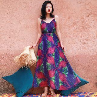Spaghetti Strap Pattern Maxi Dress