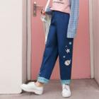 Cartoon Cropped Straight-fit Jeans