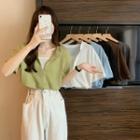 Mock Two-piece Short-sleeve Waffle Top