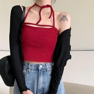 Plain Tube Top / Plain Ruffle Cardigan