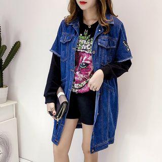 Mock Two Piece Denim Shirt Dress