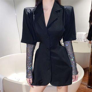 Glitter Mini A-line Blazer Dress Black - One Size