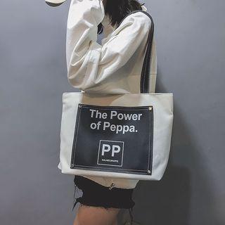 Canvas Lettering Color Panel Tote