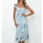 Sleeveless Dye Print Dress