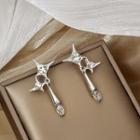 Star Rhinestone Alloy Dangle Earring E2343 - 1 Pair - Silver - One Size