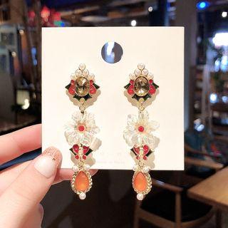 Faux Crystal Dangle Earring 1 Pair - E1603 - Gold - One Size