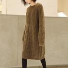 Cable Knit Midi Sweater Dress As Shown In Figure - One Size