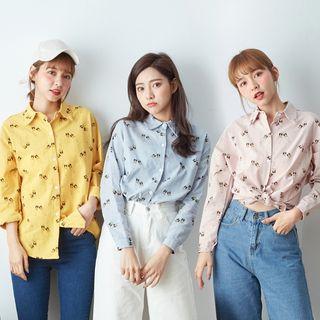 Drop Shoulder Beer Print Blouse