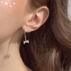 925 Sterling Silver Rhinestone Bow Drop Earring 1 Pair - As Shown In Figure - One Size