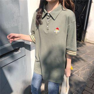 Elbow-sleeve Ice-cream Embroidered Polo Shirt