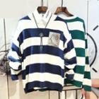 Face Embroidered Striped Sweater