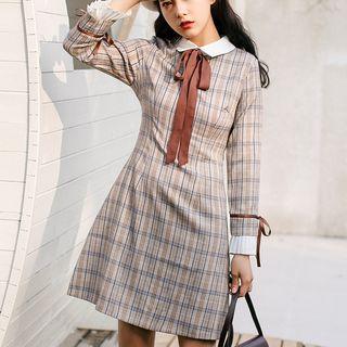 Long-sleeve Bow Accent Mini Dress