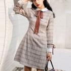 Long-sleeve Bow Accent Mini Dress