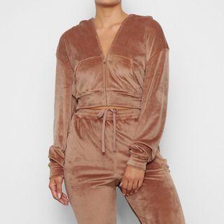 Set: Velvet Zip-up Hoodie + Jogger Pants