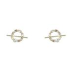 Rhinestone Faux Pearl Circle Stud Earring 1 Pair - Gold - One Size