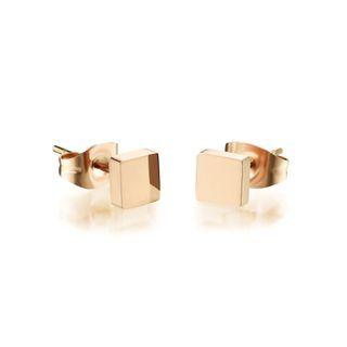 Simple And Fashion Plated Rose Gold Geometric Square 316l Stainless Steel Stud Earrings Rose Gold - One Size