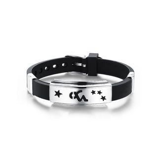 Simple Fashion Twelve Constellation Capricorn Geometric 316l Stainless Steel Silicone Bracelet Silver - One Size