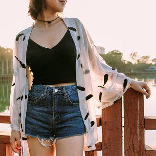 Feather Embroidered Chiffon Jacket