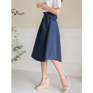Plus Size Buckled A-line Skirt