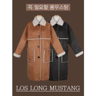 Raglan-sleeve Faux-shearling Coat