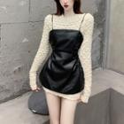 Spaghetti Strap Mini A-line Dress / Long-sleeve Top