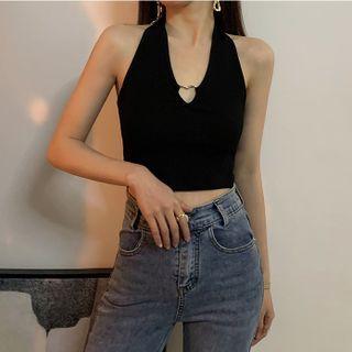 Sleeveless Heart Ring Fitted Top