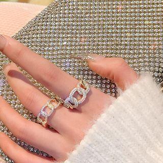 Chunky Chain Rhinestone Ring Gold - One Size