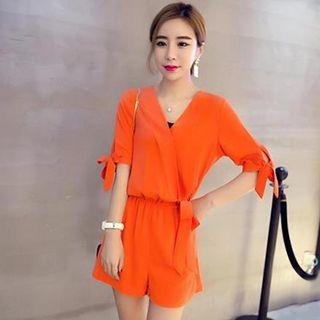 V-neck Short-sleeve Playsuit