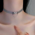 Letter M Alloy Choker Silver - One Size