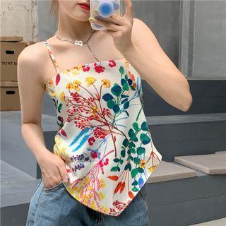 Floral Cropped Camisole Top Floral - White - One Size