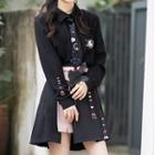 Rabbit Embroidered Shirt / Pleated Skirt / Neck Tie / Set