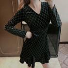 Plaid V-neck Mini A-line Dress