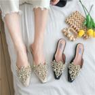 Faux Pearl Faux Leather Mules