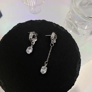 Rhinestone Melting Alloy Dangle Earring 1 Pair - Silver - One Size