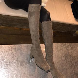 Zip-up Faux-suede Tall Boots