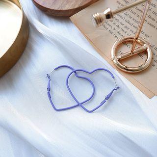 Heart Hoop Earring 1 Pair - Purple - One Size