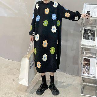 Floral Jacquard Oversized Knit Dress
