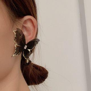 Butterfly Mesh Earring 1 Pair - Earrings - Black - One Size