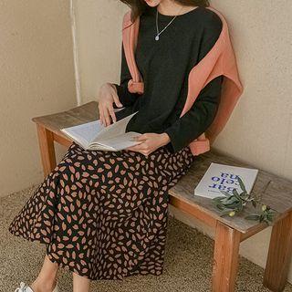 Inset Top Patterned Long Dress