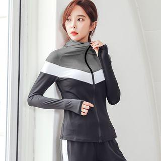 Color-panel Sports Zip Hoodie