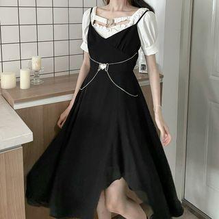 Ruffle Trim Cropped Blouse / Spaghetti Strap Midi A-line Dress (various Designs)