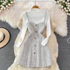 Set: Tweed Jumper Dress + Mock Neck Top