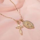 Cross Pendant Alloy Necklace 01 - 2697 - Kc Gold - Gold - One Size