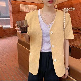 Short-sleeve Single-breasted Jacket As Shown In Figure - One Size