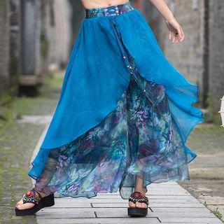 Printed Chiffon Wide-leg Pants As Shown In Figure - One Size