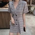 Plaid Double-breasted A-line Mini Blazer Dress