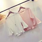 Flared 3/4-sleeve Chiffon Top