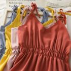 Elastic-waist Sleeveless Midi Dress In 7 Colors