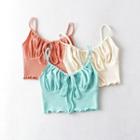 Tie-front Ruffled-trim Crop Camisole Top