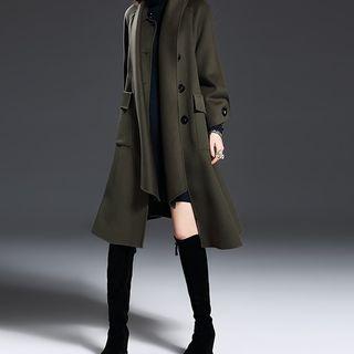 Inset Scarf A-line Coat